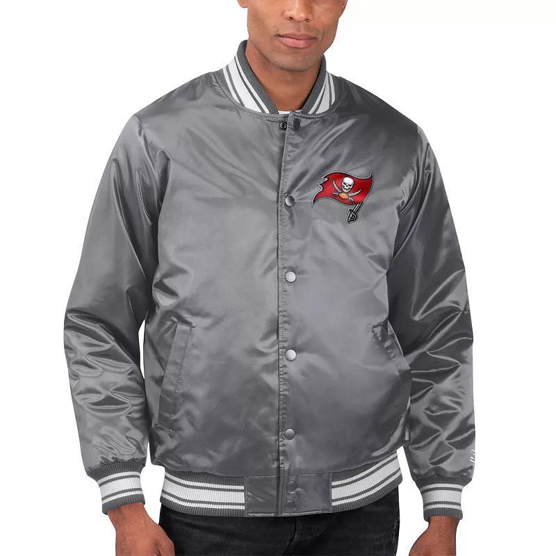 Mens Starter Gray Tampa Bay Buccaneers Locker Room Satin Varsity Full-Snap Jacket Product Image