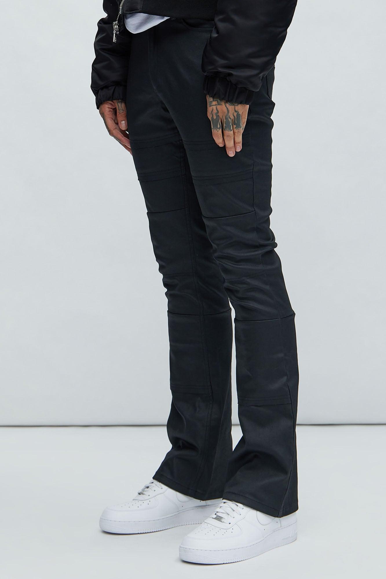 Saqqara Waxed Stacked Slim Flare Jeans - Black Product Image