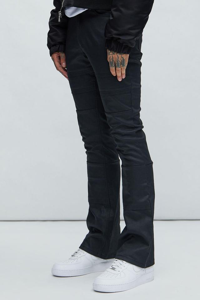 Saqqara Waxed Stacked Slim Flare Jeans - Black Product Image