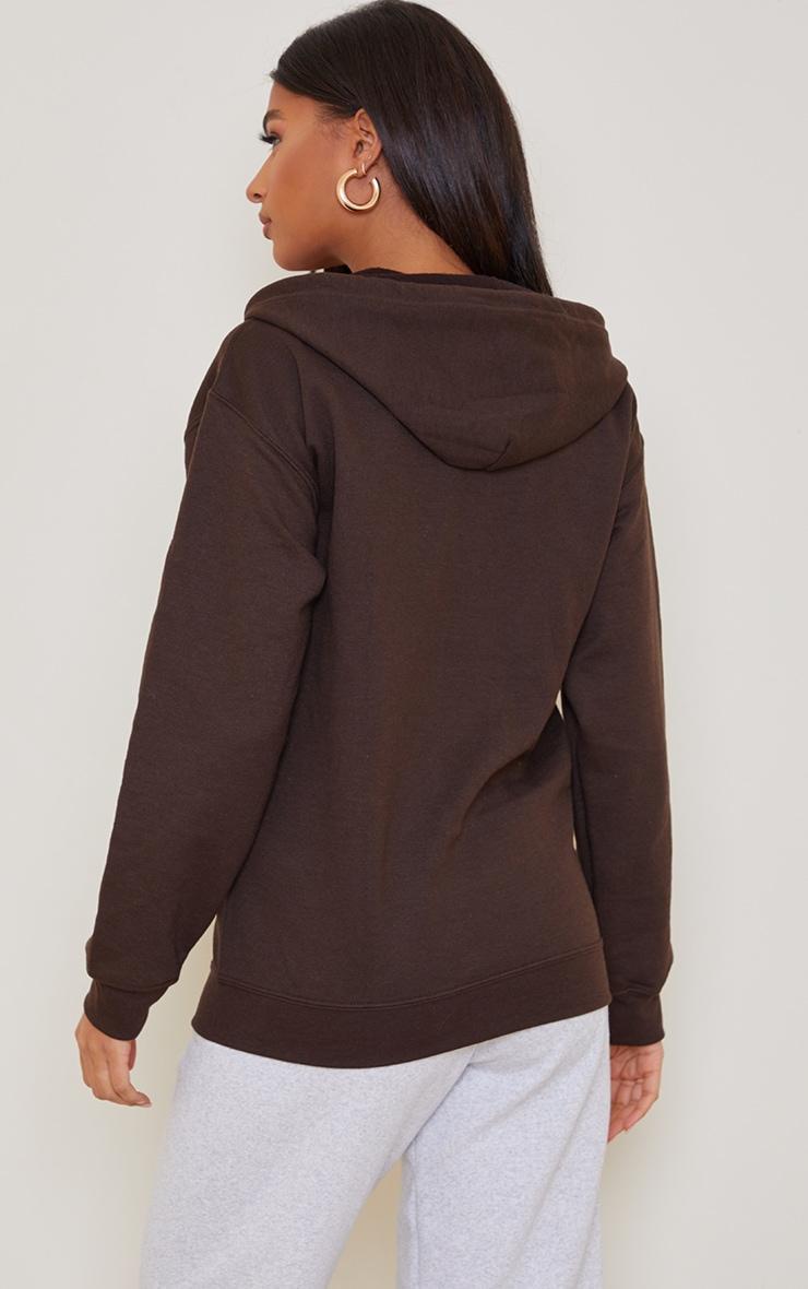 Chocolate Brown Oversized Fit Zip Front Hoodie Product Image