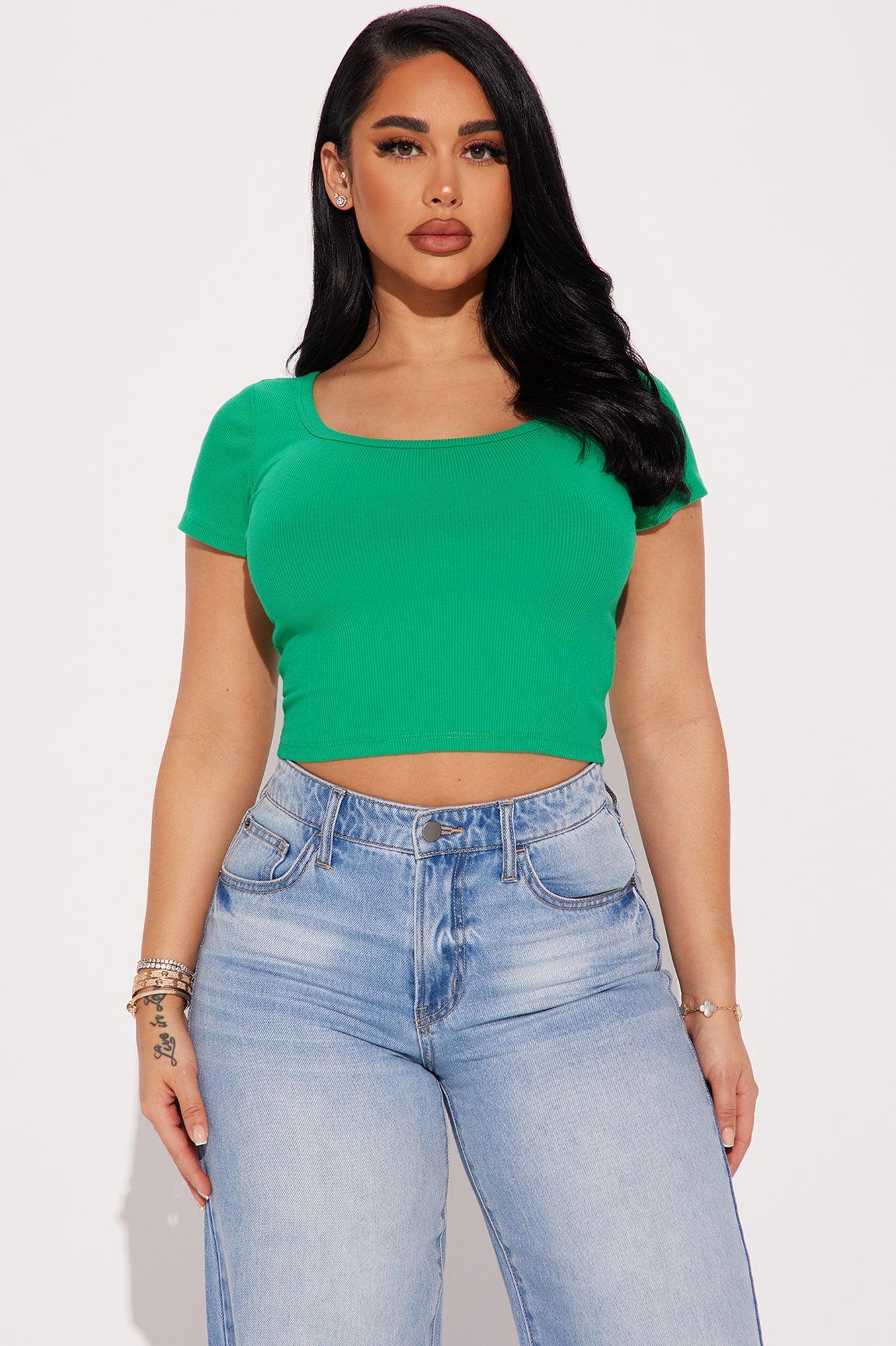 Amelia Scoop Neck Top - Kelly Green Product Image