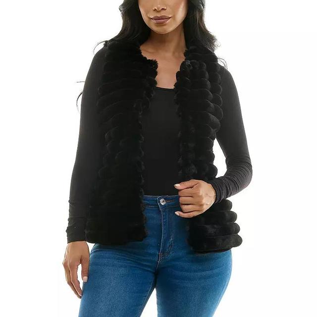 Womens Nina Leonard Horizontal Faux Fur Vest Product Image