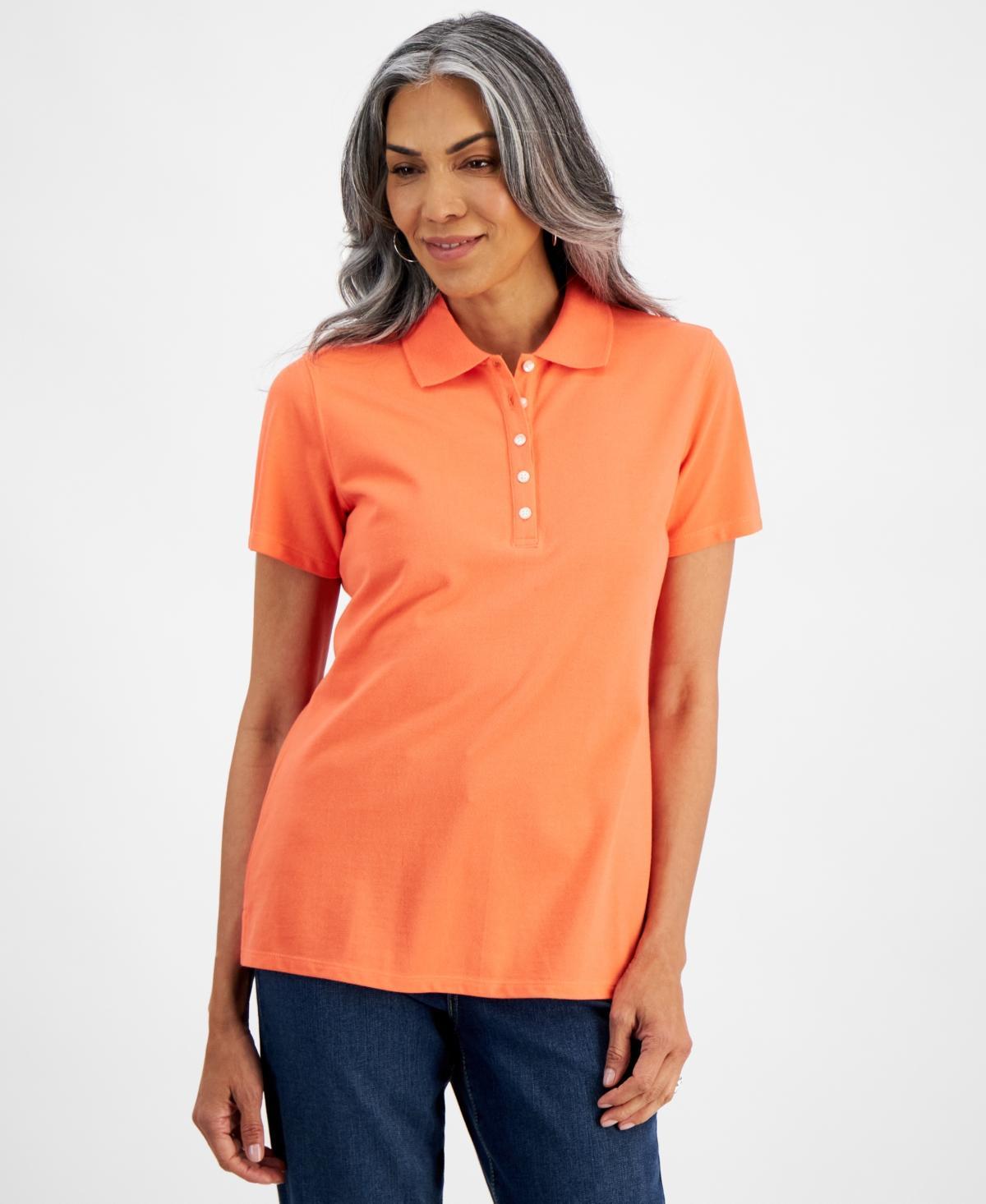 Style & Co Womens Short-Sleeve Cotton Polo Shirt, Created for Macys Product Image