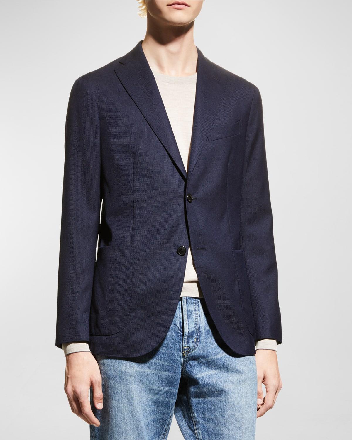 Mens Solid Wool Hopsack Blazer Product Image