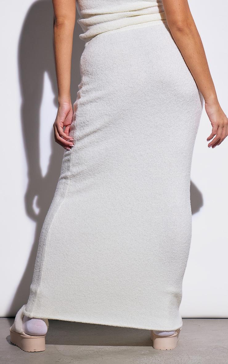 Plus Cream Brushed Knitted Maxi Skirt Product Image