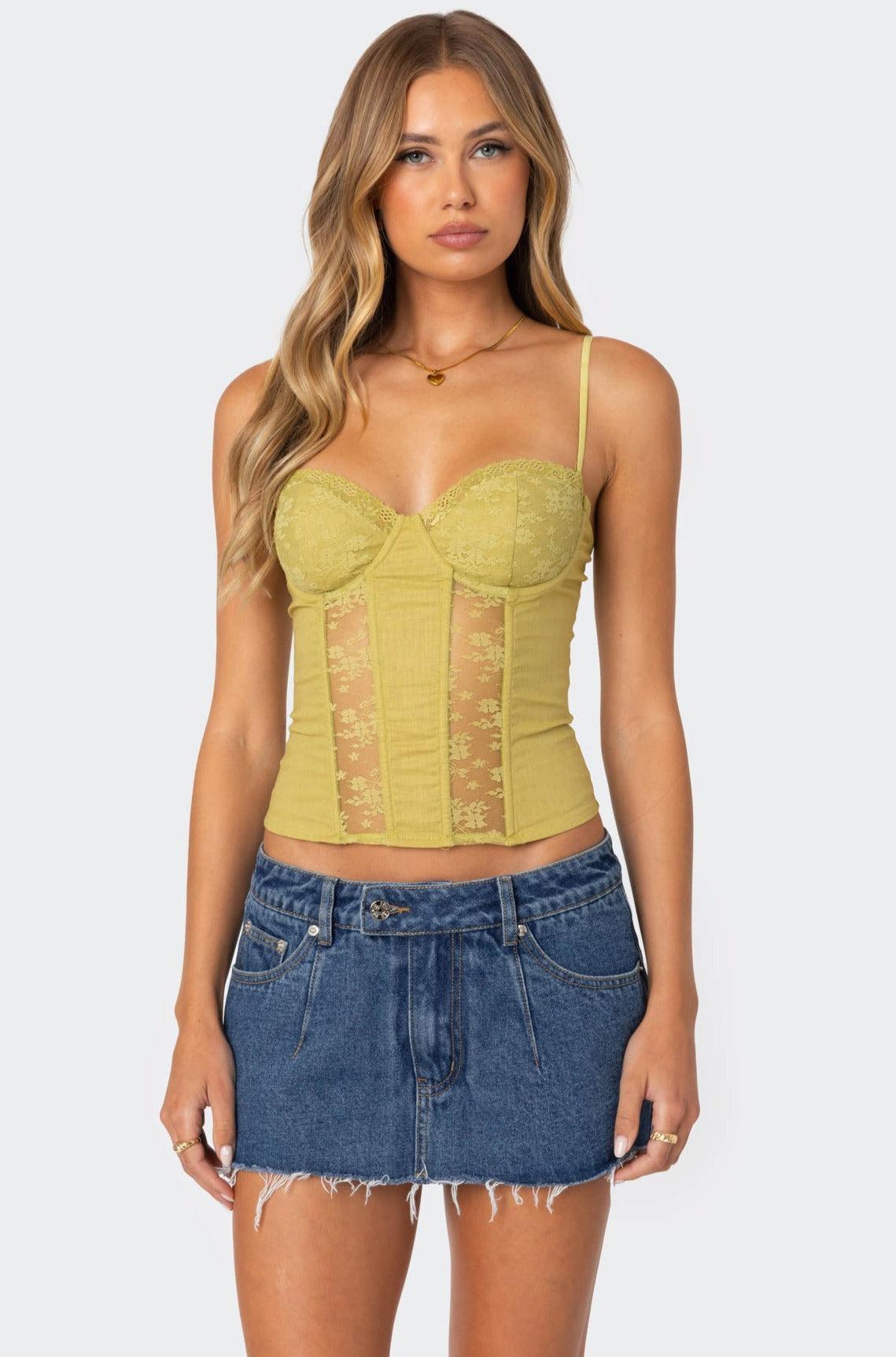 Avena Linen Look Lacey Corset Product Image