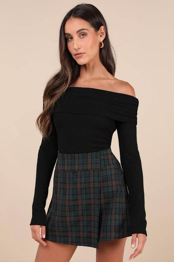 Coveted Favorite Black Textured Off-the-Shoulder Top Product Image