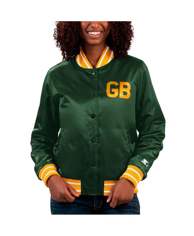 Womens Starter Green Green Bay Packers Full Count Satin Full-Snap Varsity Jacket Product Image