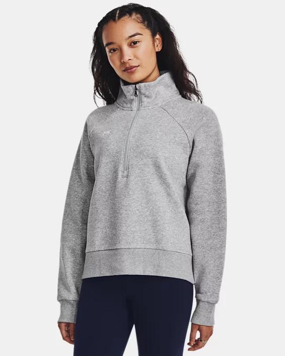 Womens Under Armour Rival Fleece Zip Top White Product Image