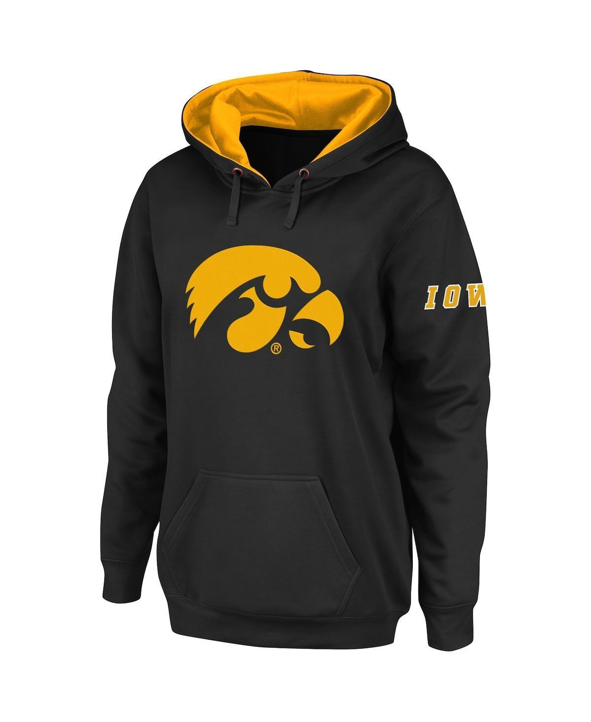 Womens Stadium Athletic Black Iowa Hawkeyes Big Logo Pullover Hoodie Product Image