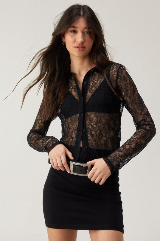 Lace Button Up Shirt Product Image