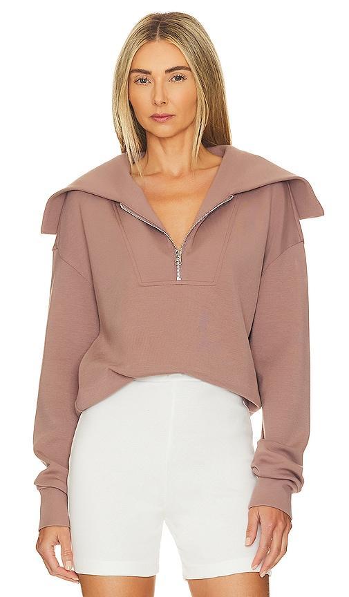 Varley Yates Half Zip Sweatshirt in Taupe. Size L, S, XL, XS. product image