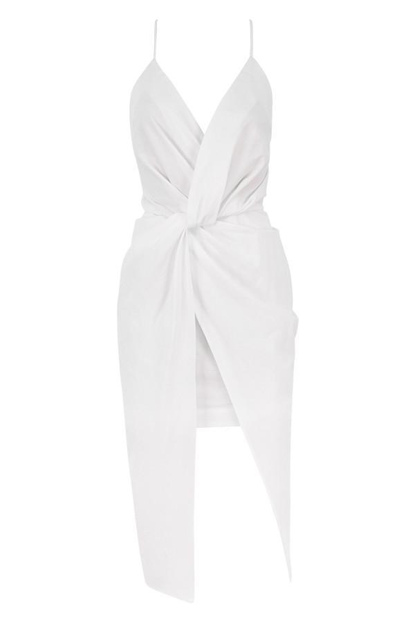 Eivissa White Cotton Cross Back Wrap Midi Product Image