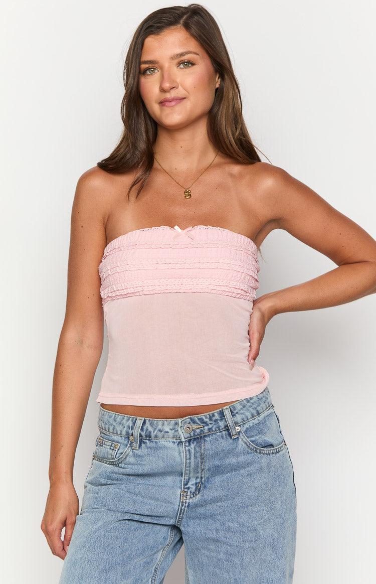 Aubrielle Pink Ruffle Top Product Image