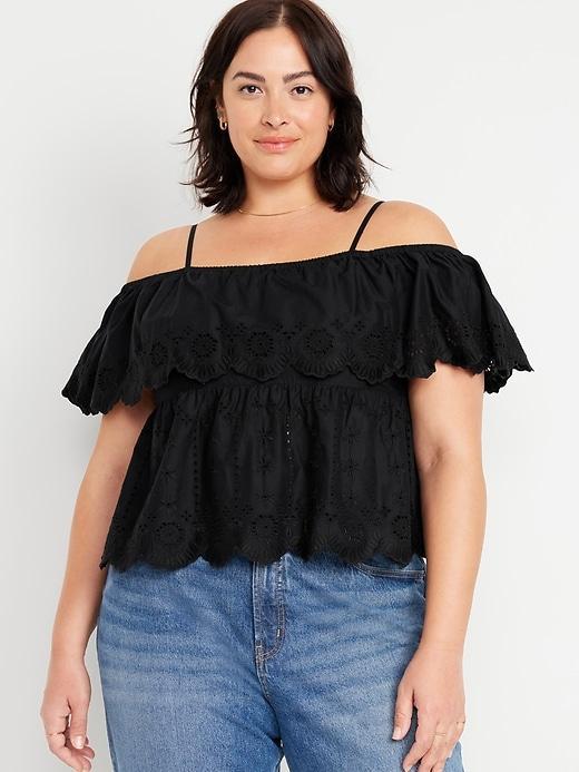 Off-Shoulder Cutwork Top Product Image