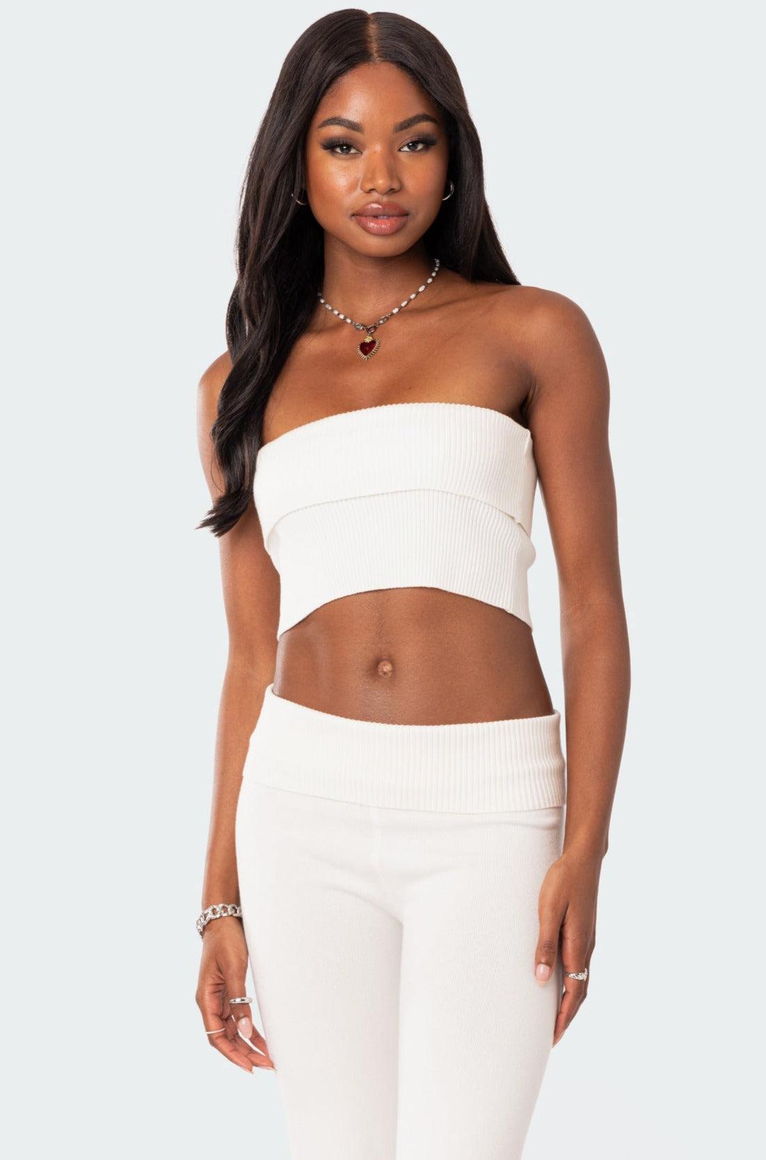 Desiree Fold Over Knit Tube Top Product Image