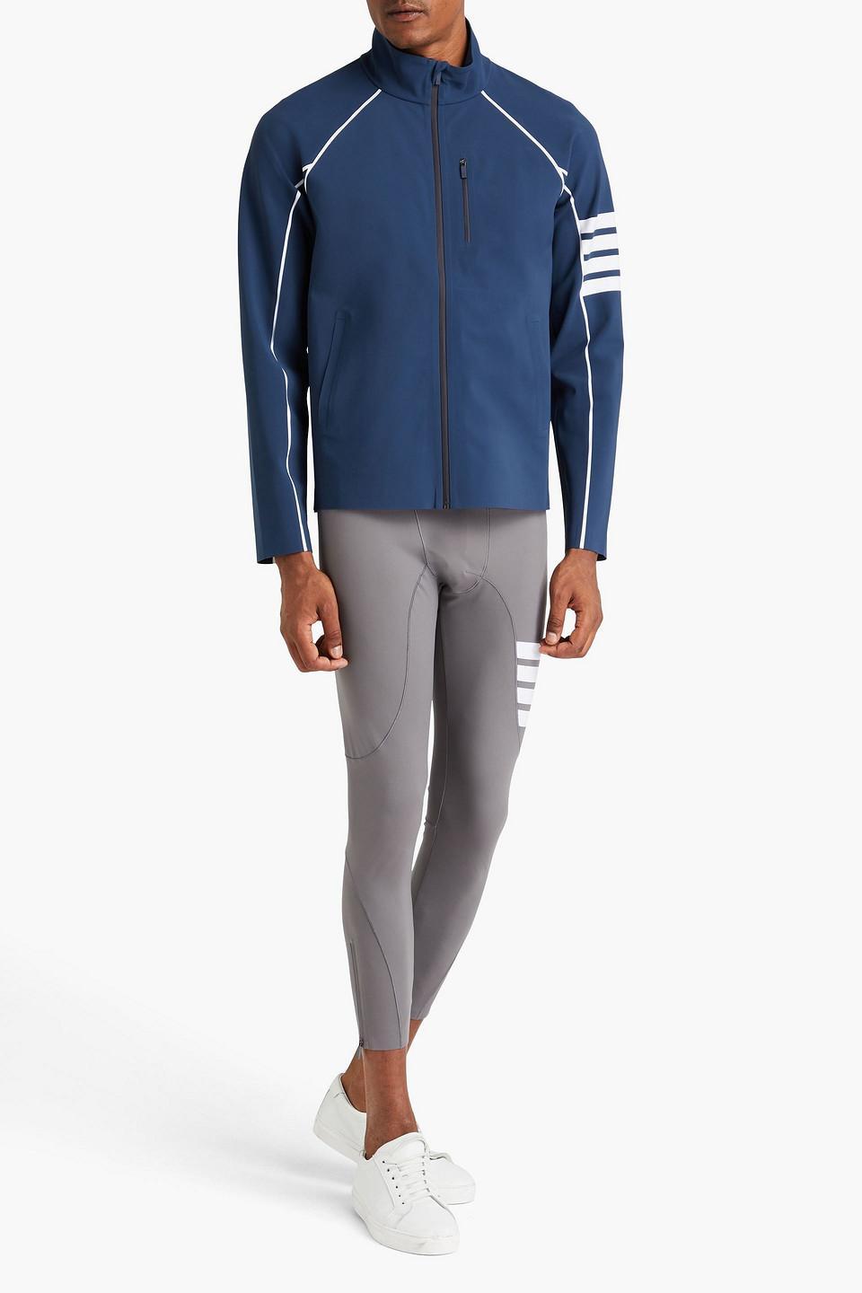 Striped Stretch Track Jacket In Navy Product Image