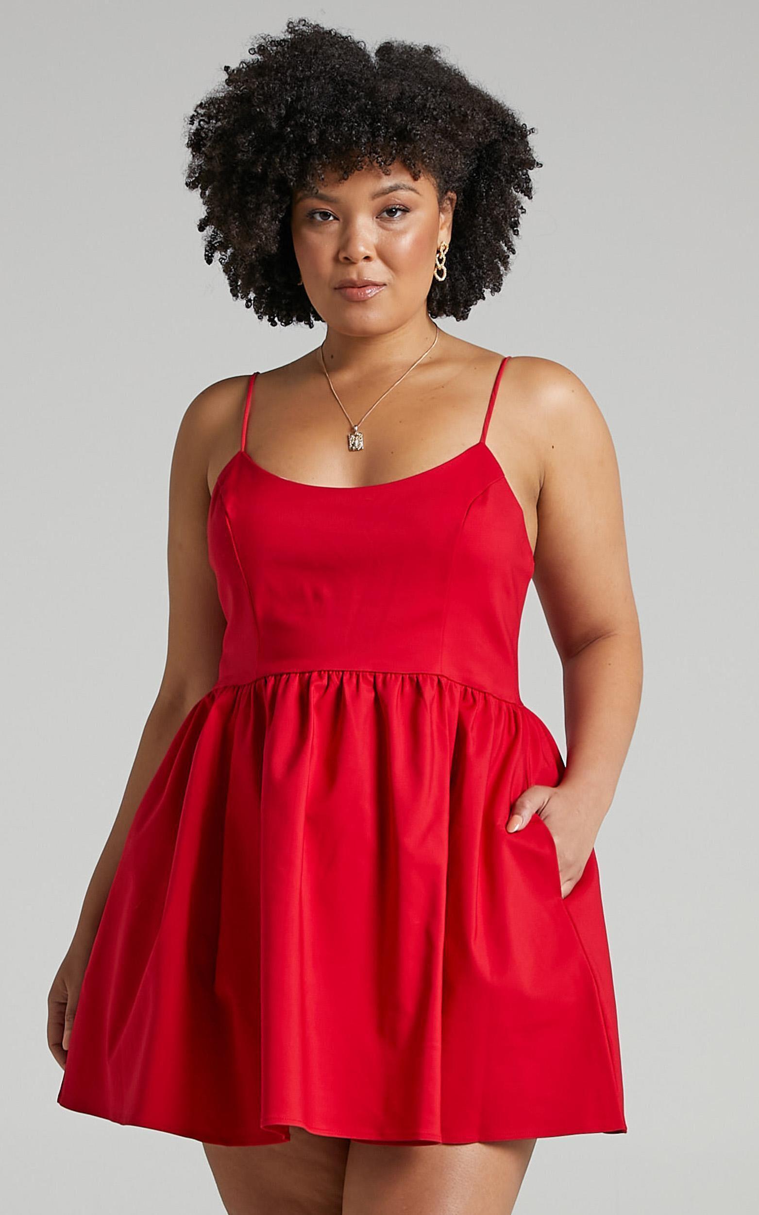 You Got Nothing To Prove Mini Dress - Strappy A-line Dress in Red Product Image