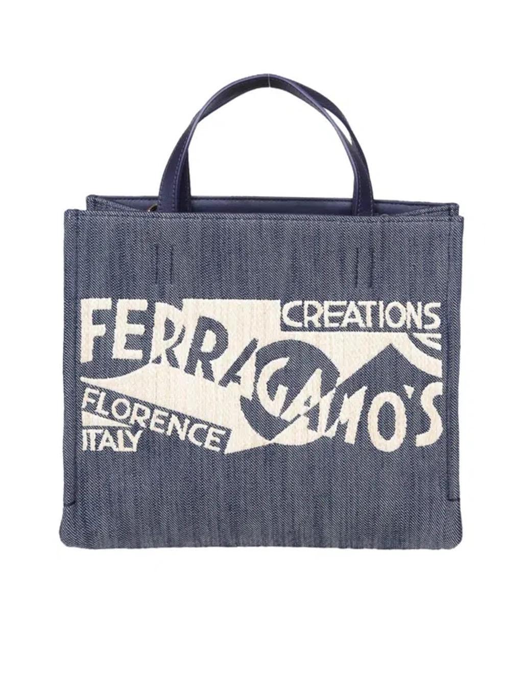 Denim Tote Bag In Blue Product Image