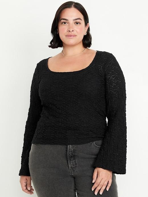 Textured Lace Scoop-Neck Top Product Image