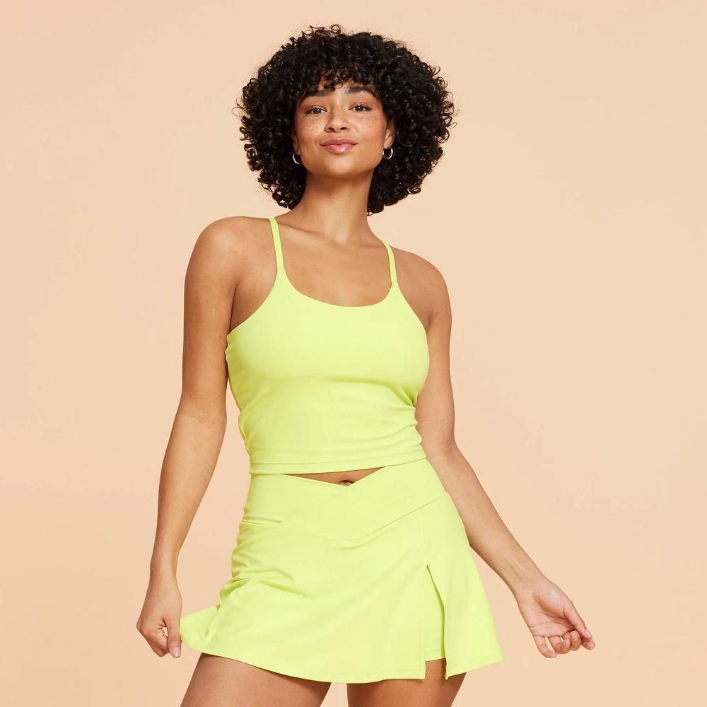 Blogilates Womens Strappy Cropped Tank Top - Lime Product Image