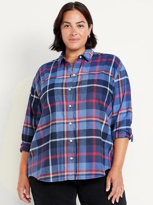 Flannel Boyfriend Button-Down Shirt Product Image