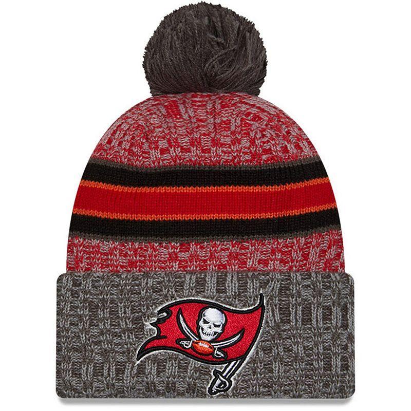 Mens New Era Red Tampa Bay Buccaneers 2023 Sideline Sport Cuffed Pom Knit Hat - Red Product Image