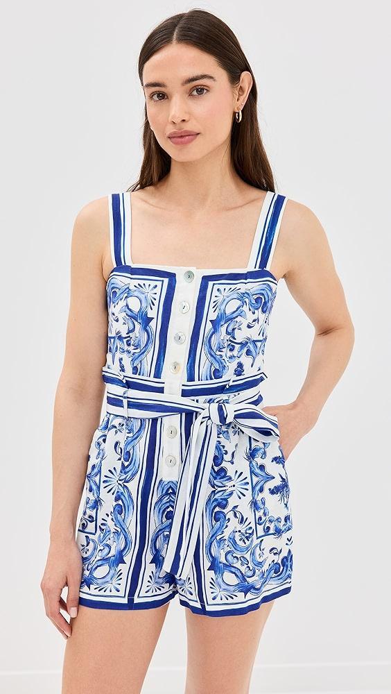 FARM Rio Garden Tiles Off White Romper | Shopbop Product Image