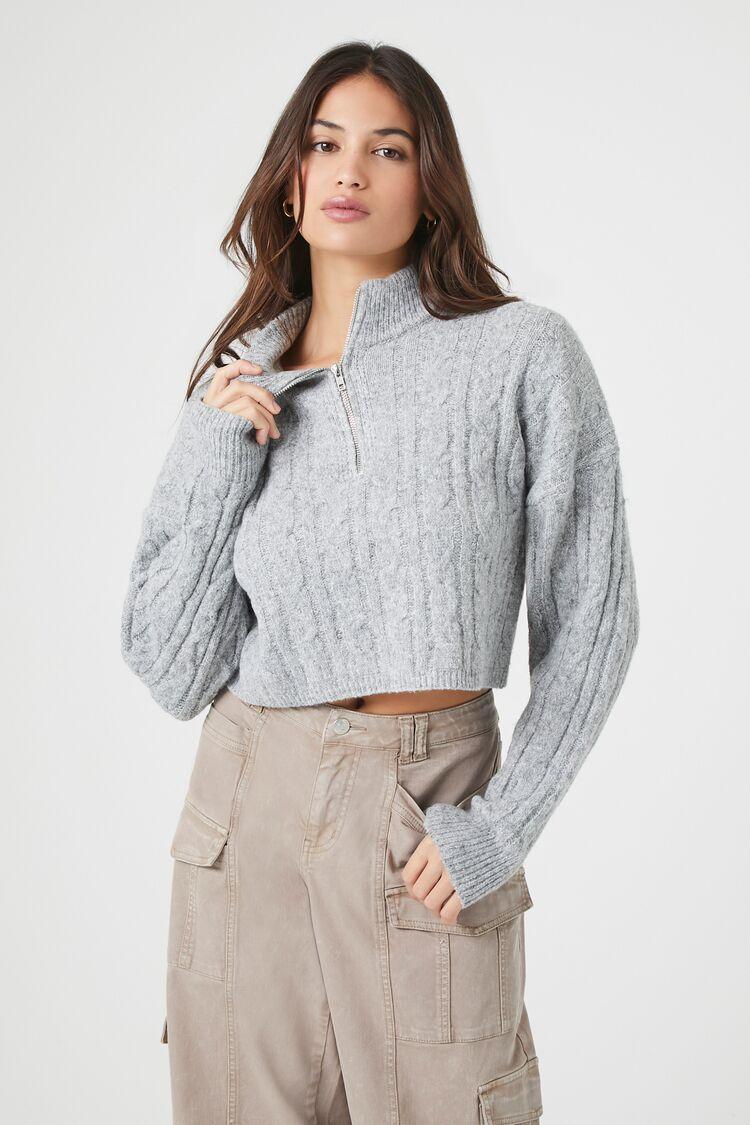 Cable Knit Half-Zip Sweater | Forever 21 Product Image