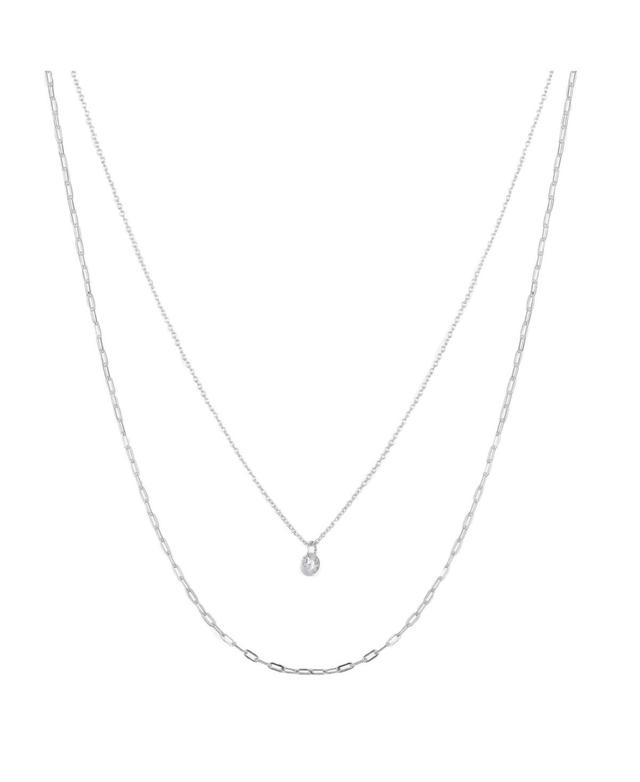 ModaSport Clear Cubic Zirconia Stone Layered Necklace Product Image