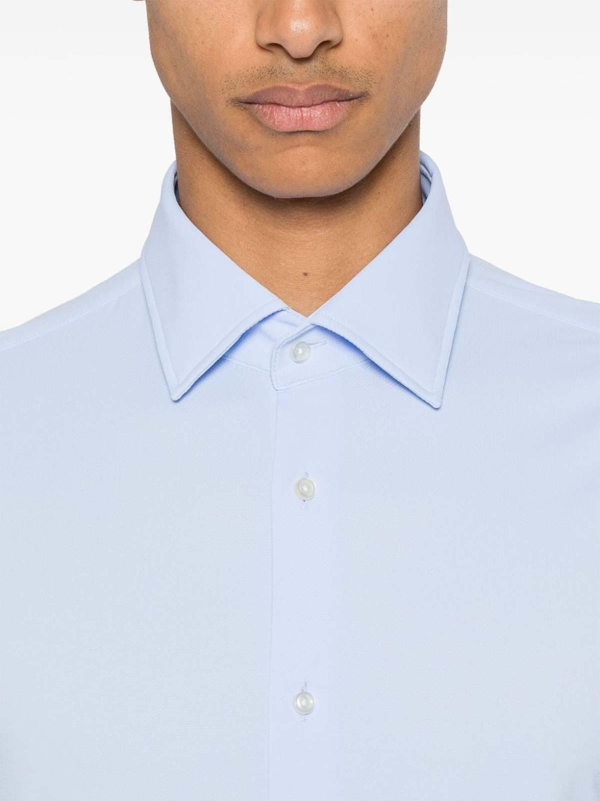 HUGO BOSS Spread-collar Jersey Shirt In Blue product image