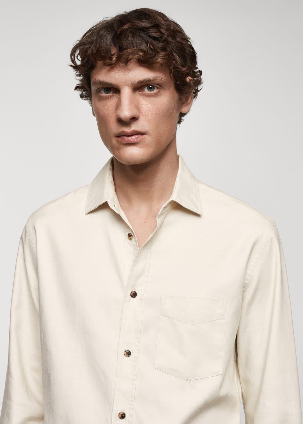 MANGO MAN - Brushed cotton twill shirt sandMen Product Image