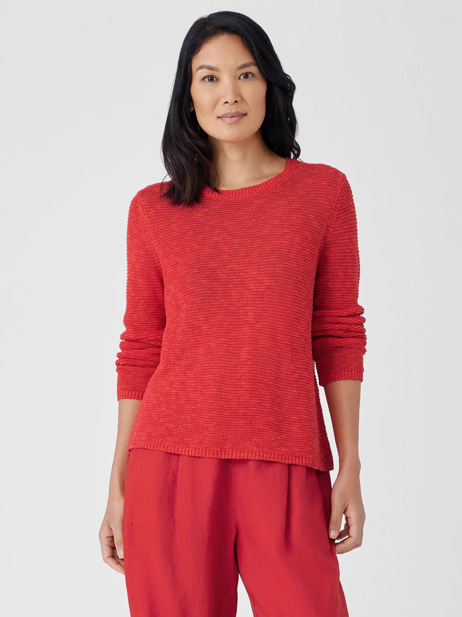 EILEEN FISHER Organic Linen Cotton Slub Crew Neck Topfemale Product Image