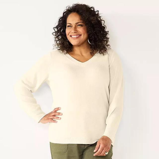 Plus Size Croft & Barrow Extra Soft V-Neck Sweater, Womens Product Image