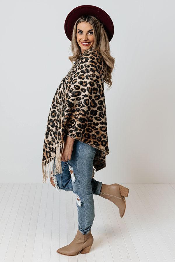 Cozy Drop Leopard Poncho Product Image