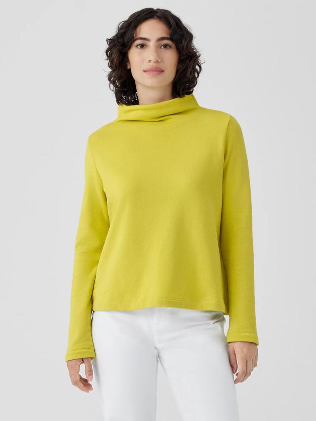 EILEEN FISHER Organic Cotton French Terry Funnel Neck Topfemale Product Image