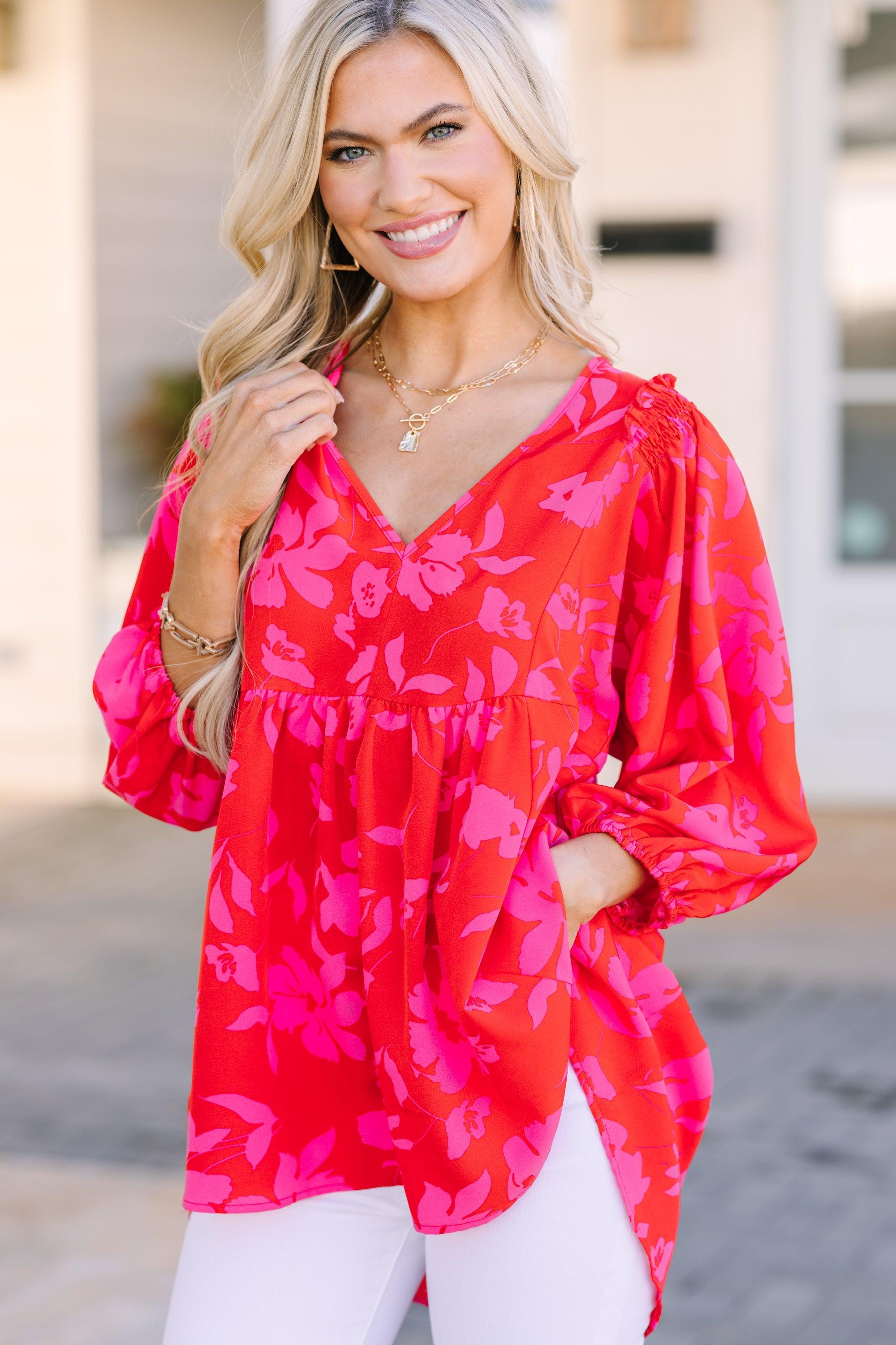 Feeling Wild Fuchsia Pink Floral Tunic Female Product Image