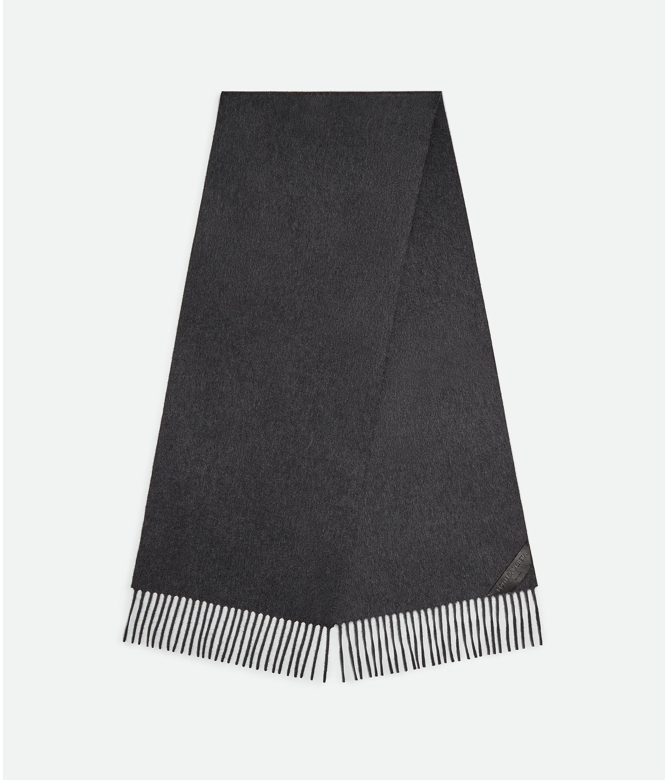 Men's Cashmere Scarf With Leather Patch in Charcoal melange Product Image