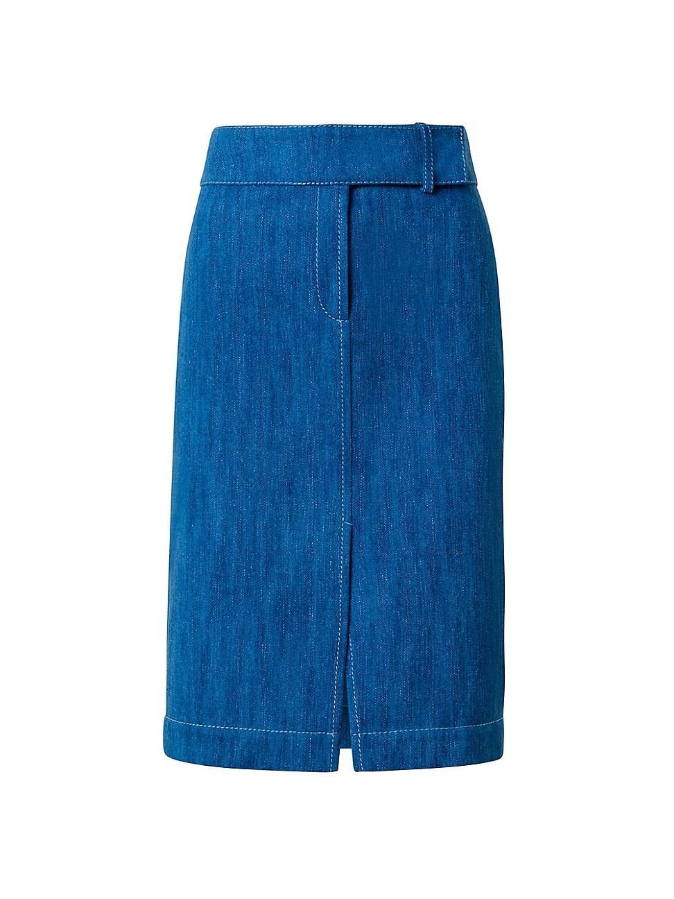 Womens Washed Denim Midi-Skirt product image