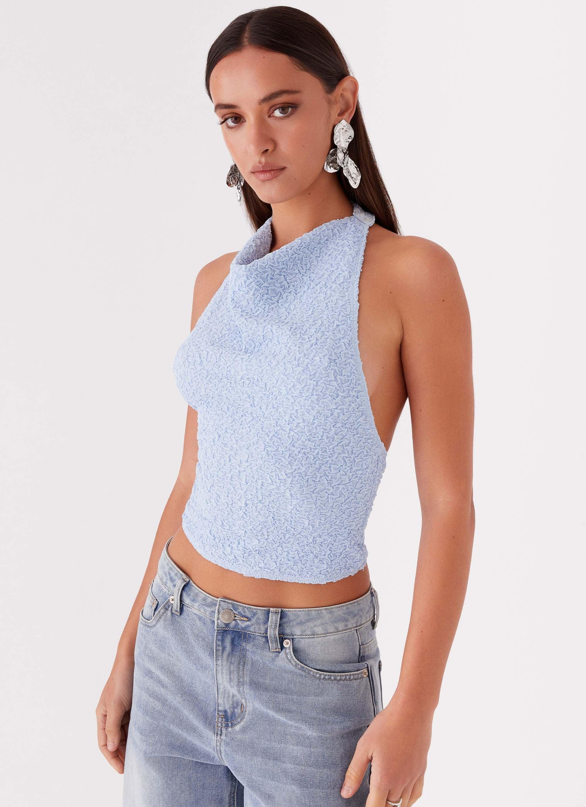 Rhemmy Halterneck Top - Blue Product Image