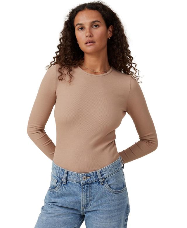 Cotton On Womens The One Rib Crew Long Sleeve Top Product Image