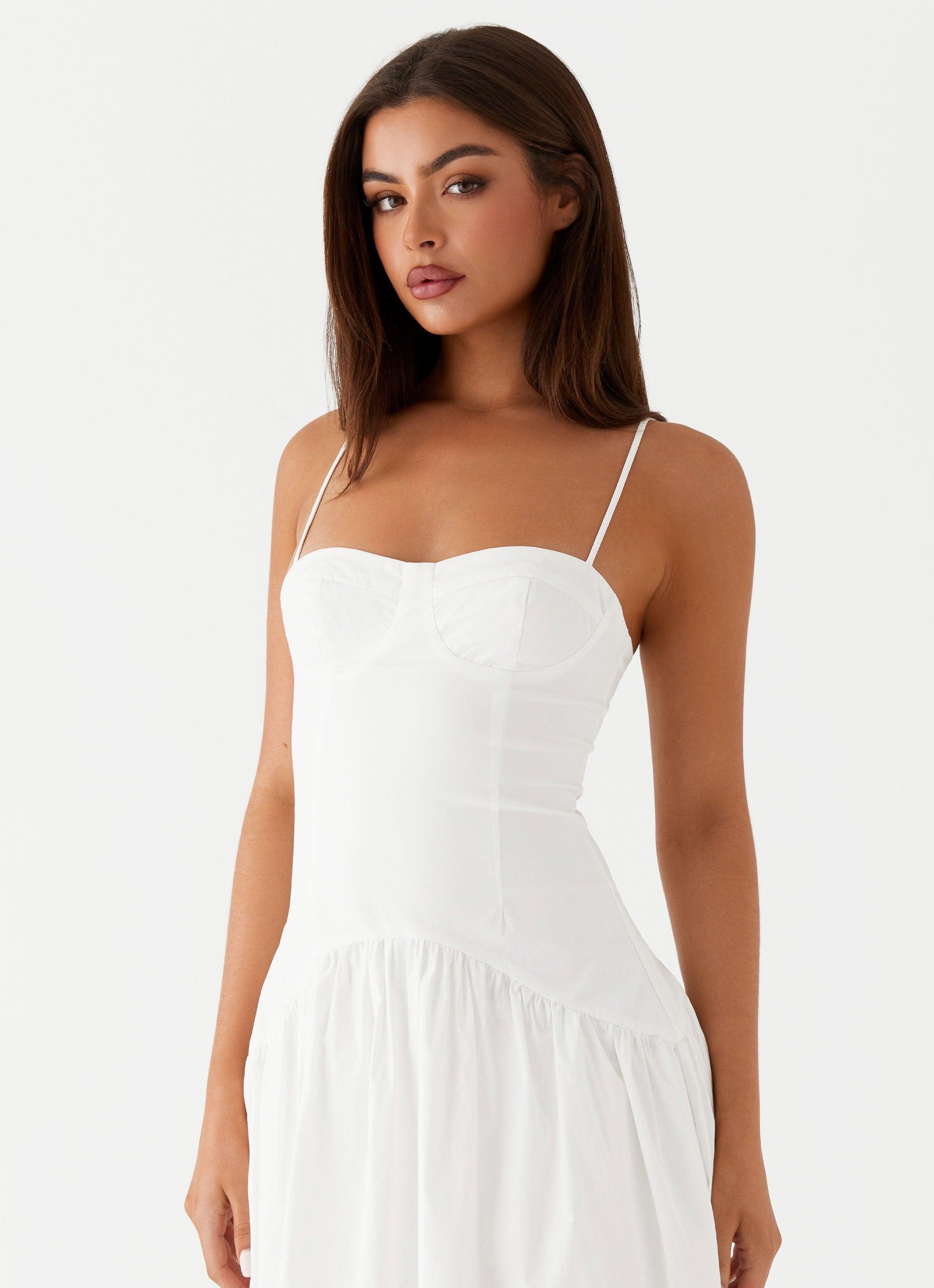 Yvette Corset Midi Dress - White Product Image