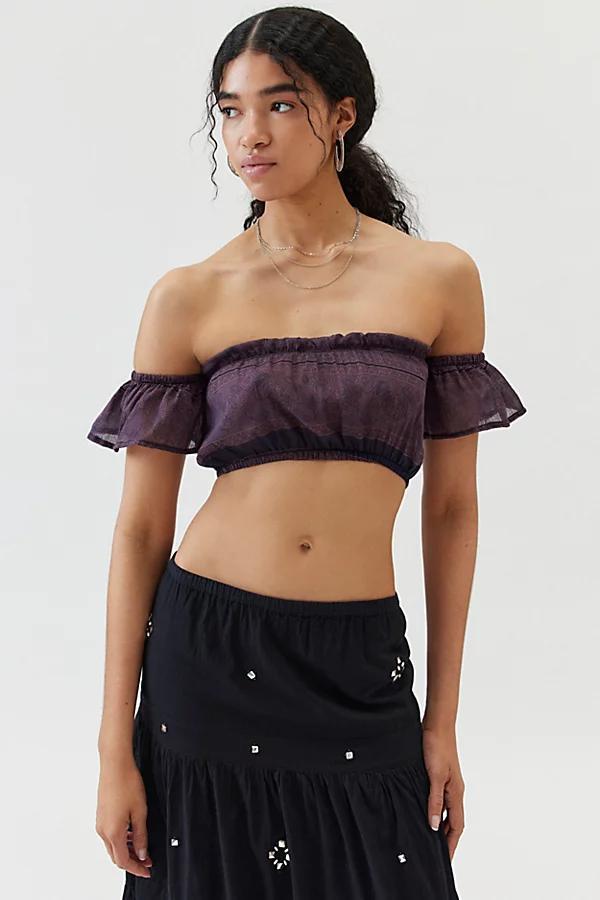 Urban Renewal Remade Overdyed Gauze Off-The-Shoulder Cropped Top Womens at Urban Outfitters product image