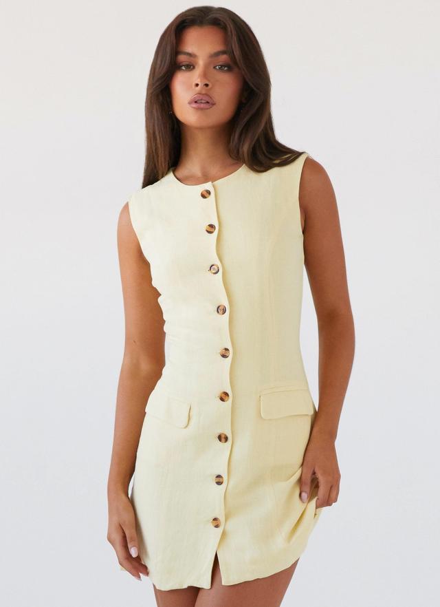 Castello Fiore Linen Mini Dress - Lemon Product Image