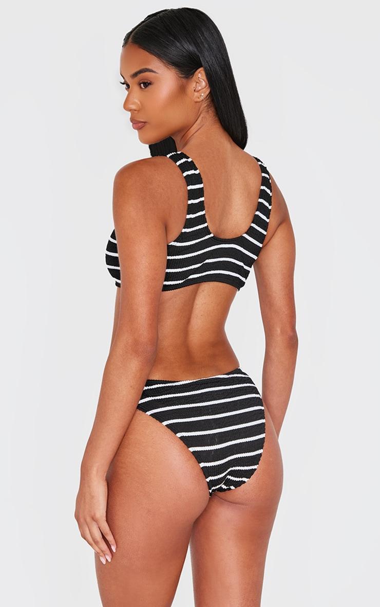 Black Striped Crinkle Tanga Bikini Bottoms Product Image