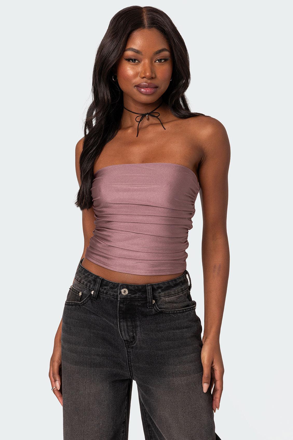 Maxeen Shiny Gathered Tube Top Product Image