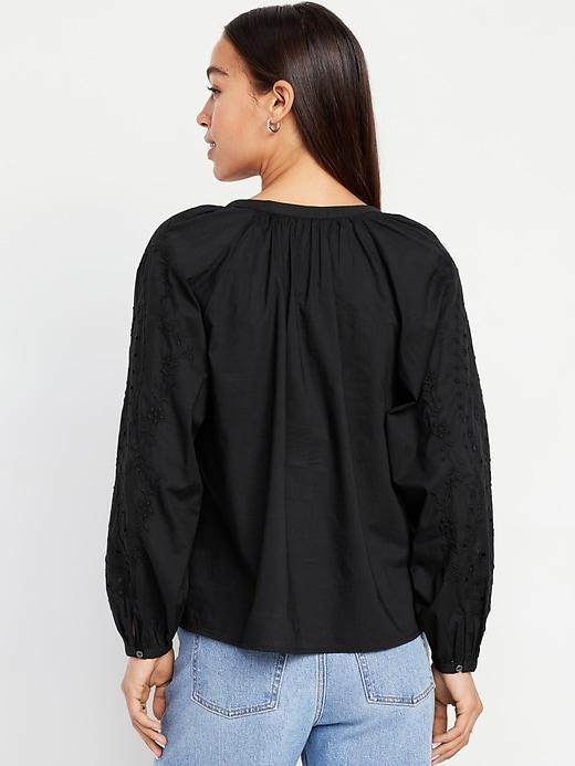 Split-Neck Button-Down Top Product Image