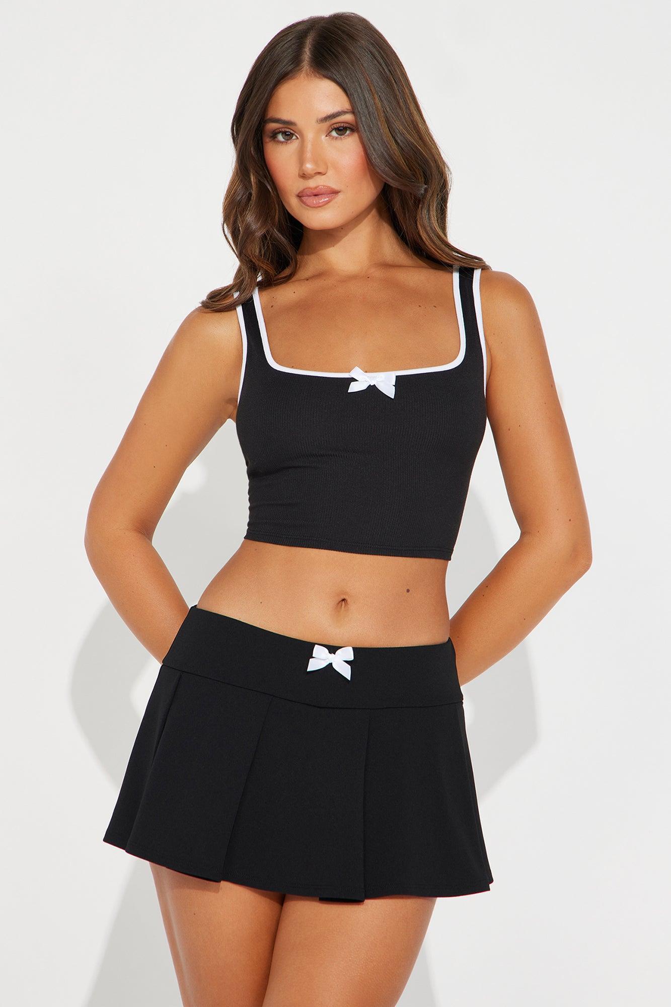 Natalia Bow Skirt Set - Black/White Product Image