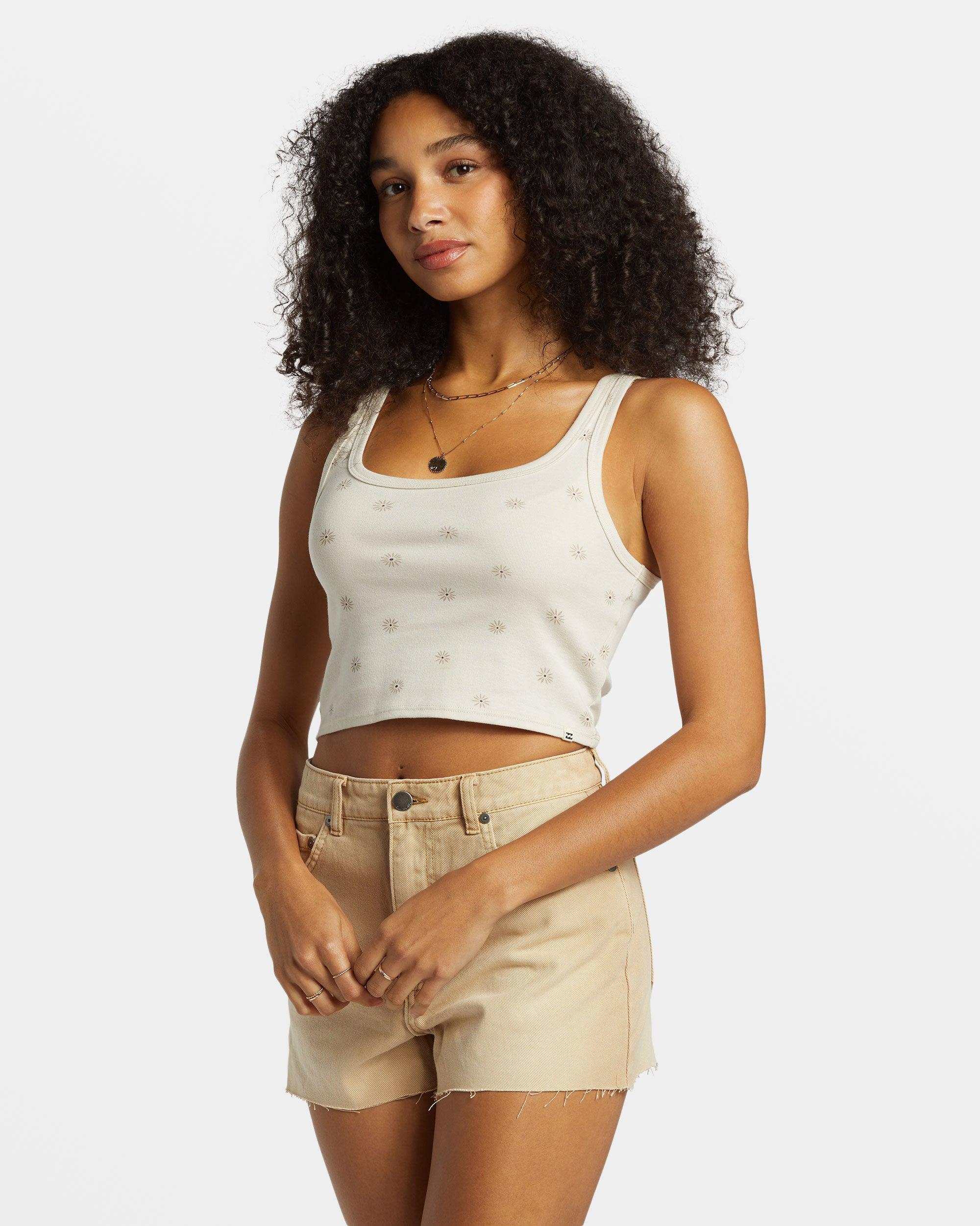 High Tides Denim Shorts - Khaki Female Product Image