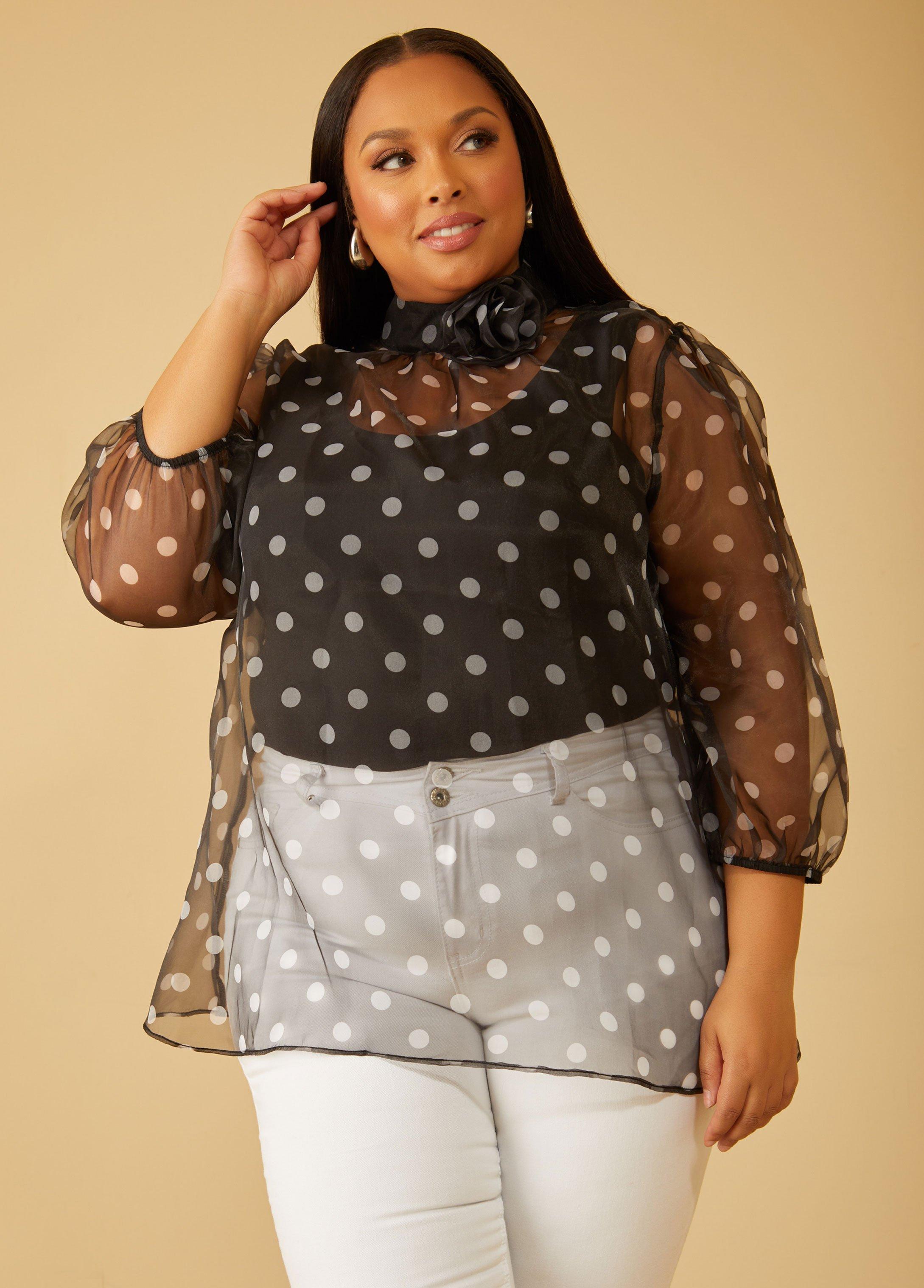 Rosette Polka Dot Blouse Product Image